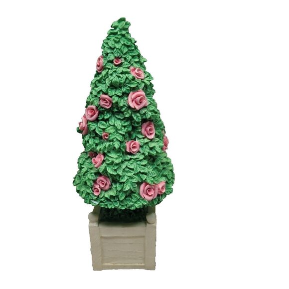 Dept 56 Spring Easter Topiary Flowering Tree Pink Roses Snowbunnies Fairy Gard 1 - Picture 1 of 7